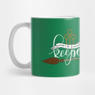 White 'I'm A Keeper' Pun - Green Mug